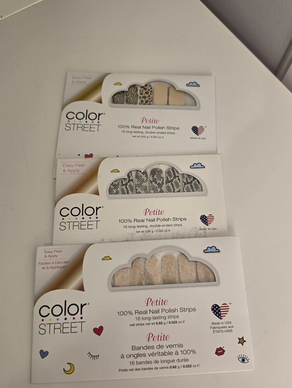 Color Street Petite Nail Polish Strips Bundle Take Meowt, Goodnight Hiss, Shiny
